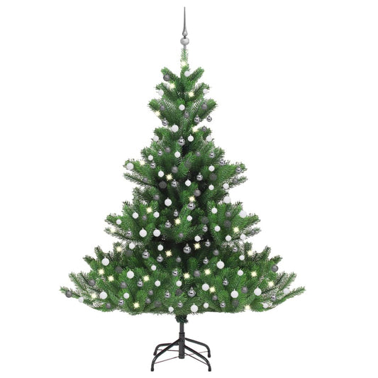 Künstlicher Weihnachtsbaum Nordmann LED & Kugeln Grün 210 cm