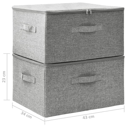 Boîtes de rangement 2 pcs Tissu 43x34x23 cm Gris