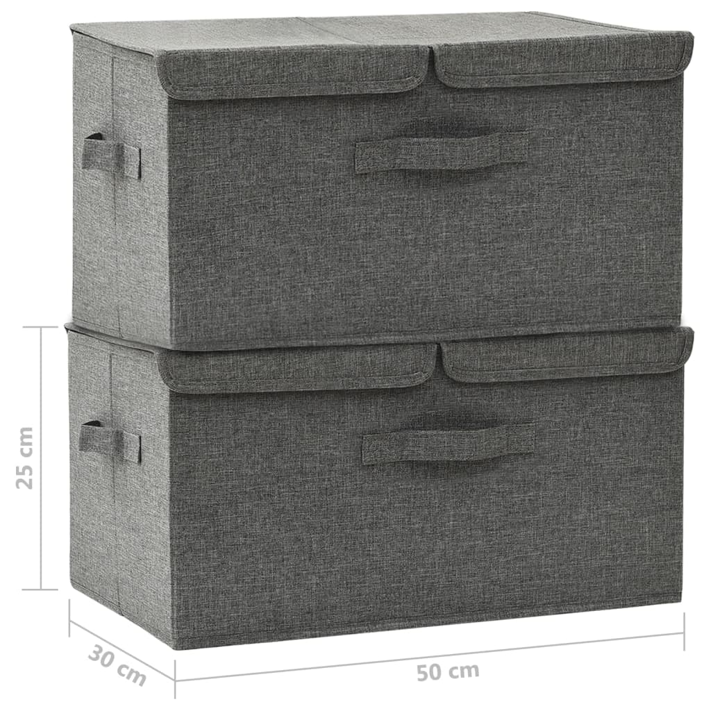 Aufbewahrungsboxen 2 Stk. Stoff 50x30x25 cm Anthrazit