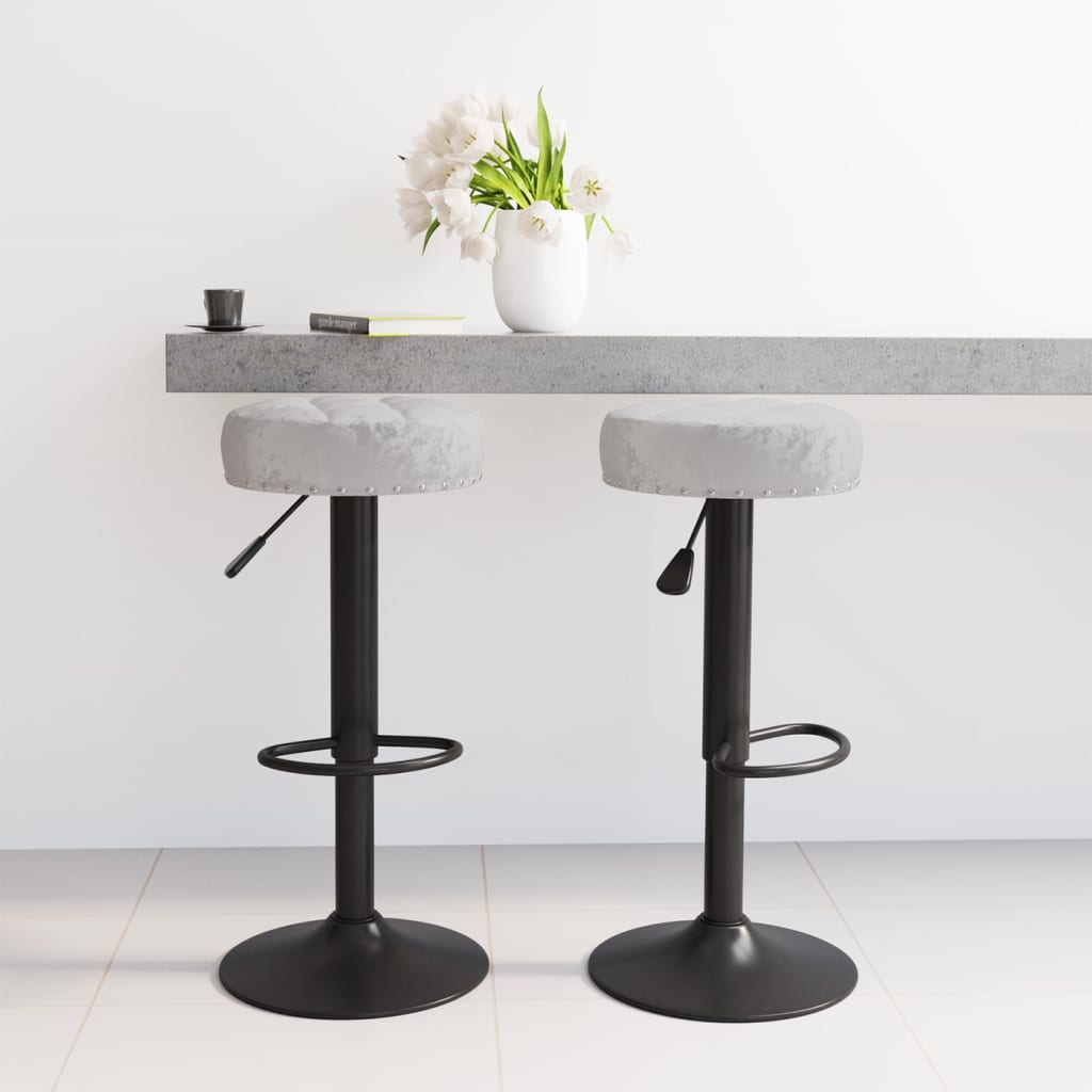 Tabourets de bar 2 pcs. Velours gris