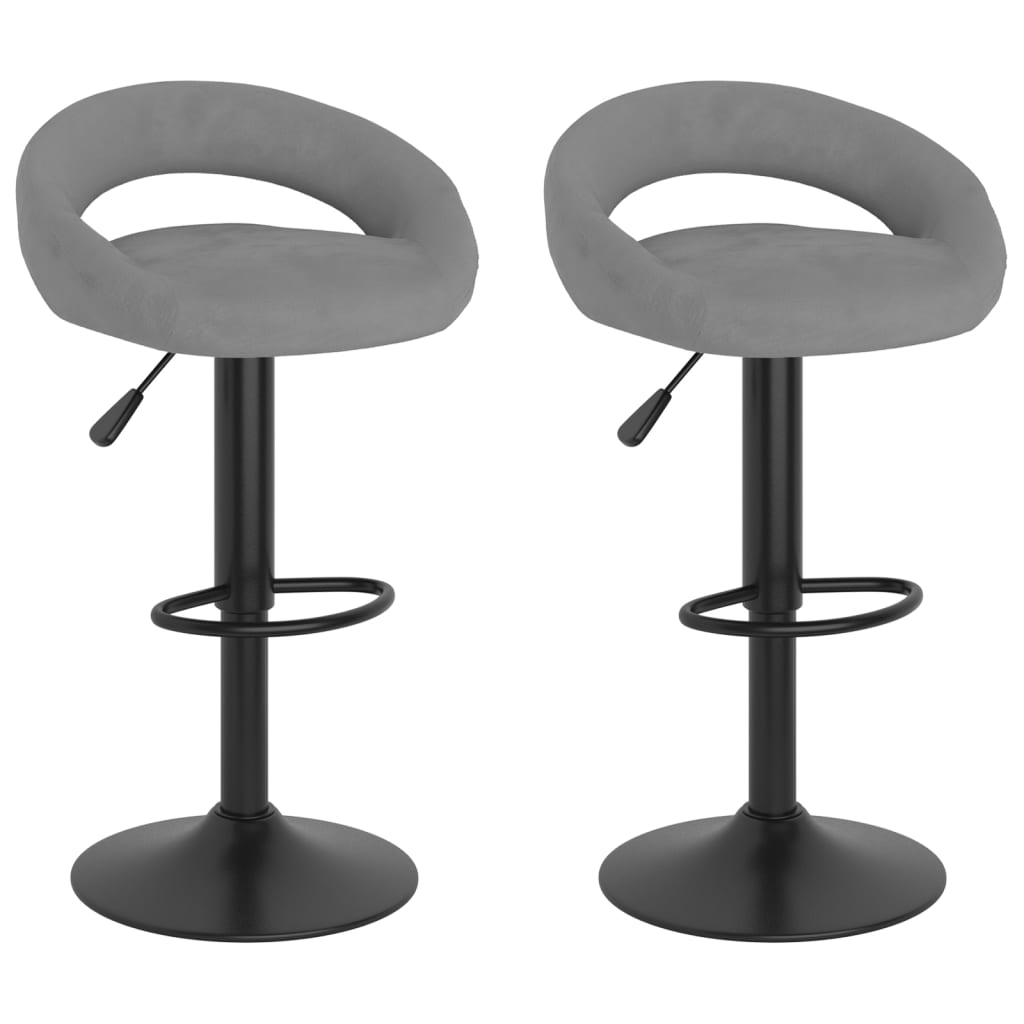 Tabourets de bar 2 pcs. Velours gris clair