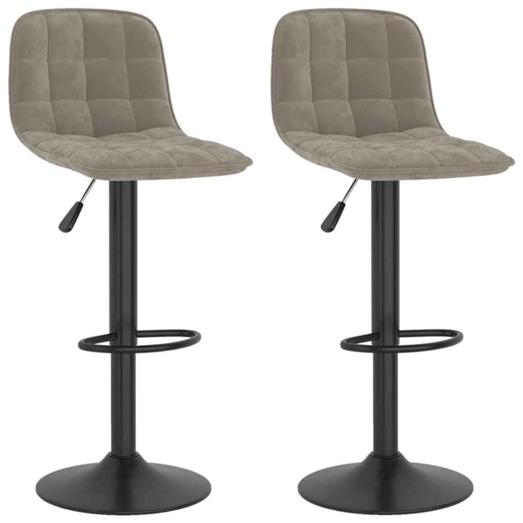 Tabourets de bar 2 pcs. Velours gris clair