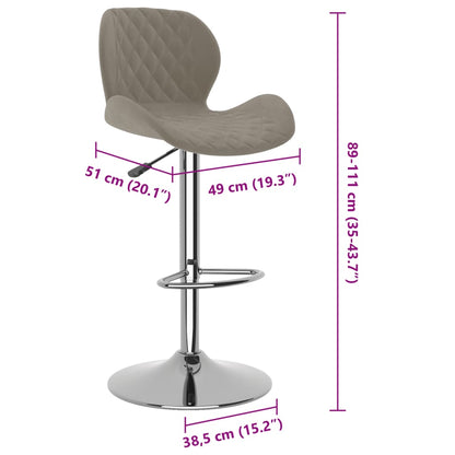 Barhocker 2 Stk. Hellgrau Samt