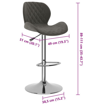 Barhocker 2 Stk. Dunkelgrau Samt