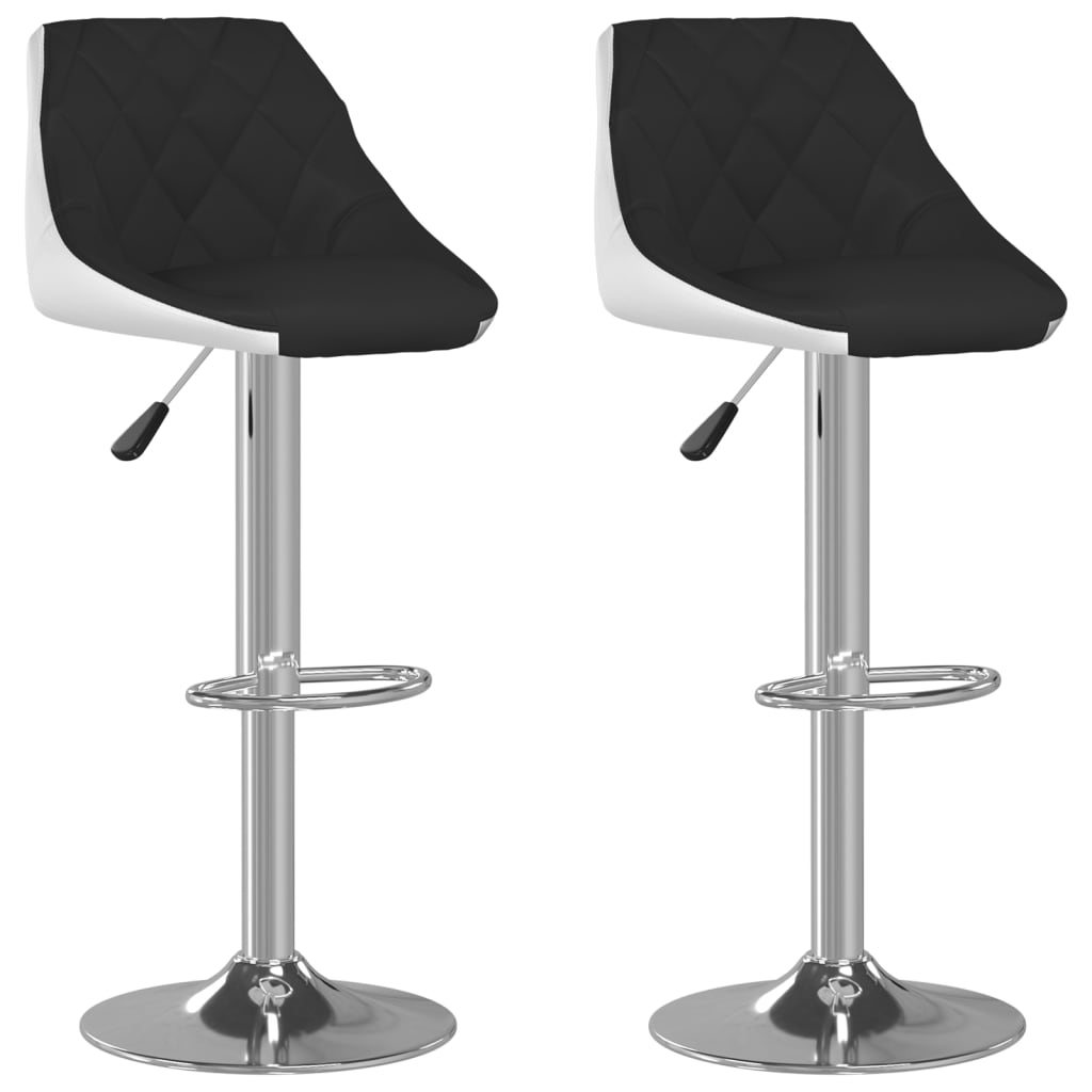 Tabourets de bar 2 pcs. Simili cuir noir et blanc