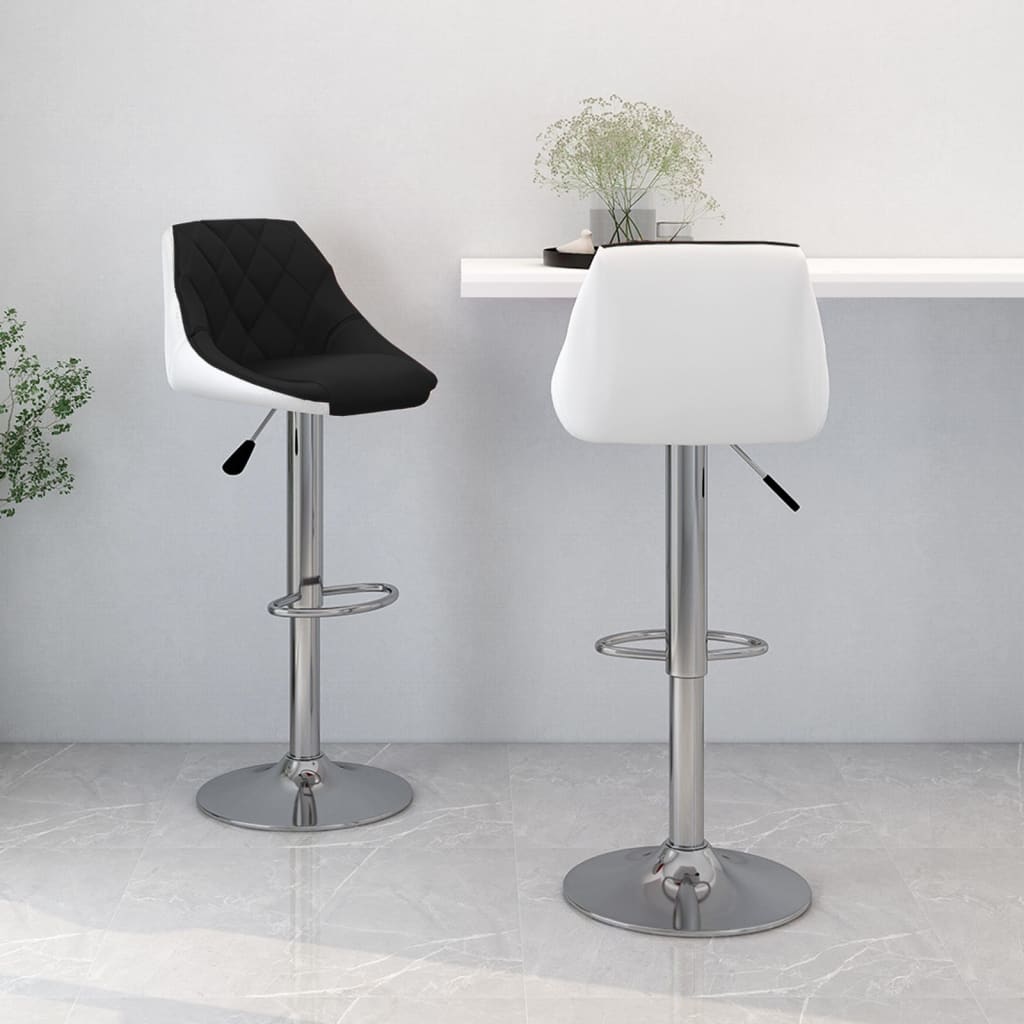 Tabourets de bar 2 pcs. Simili cuir noir et blanc