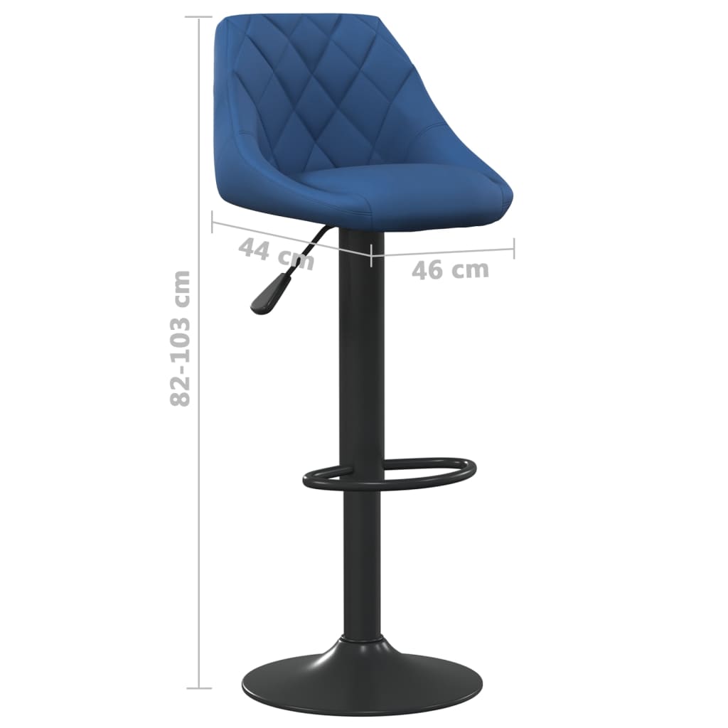 Barhocker 2 Stk. Blau Samt