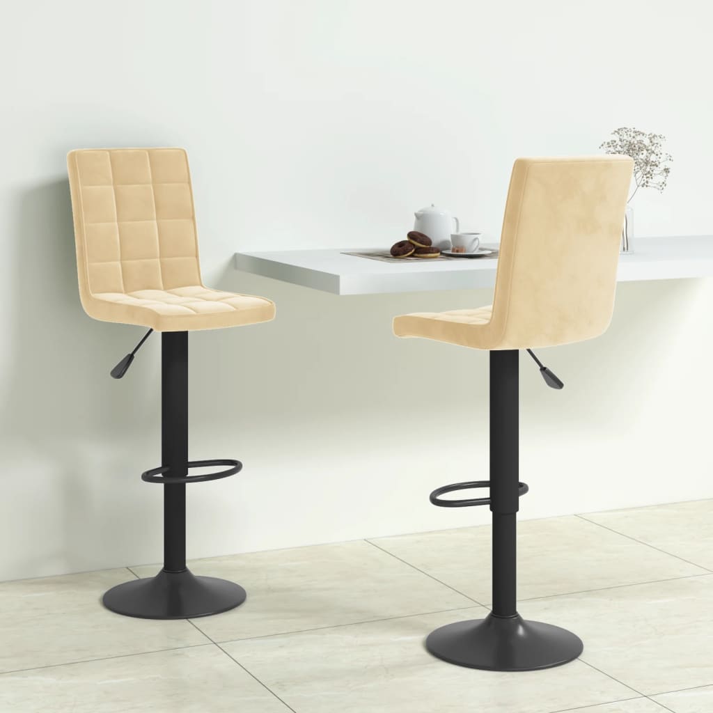 Barhocker 2 Stk. Creme Samt