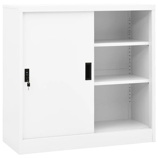 Mueble de oficina con puerta corredera acero blanco 90x40x90 cm