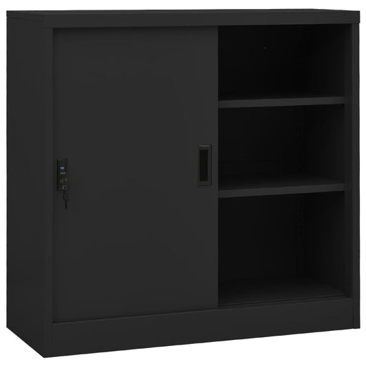 Büroschrank mit Schiebetür Anthrazit 90x40x90 cm Stahl