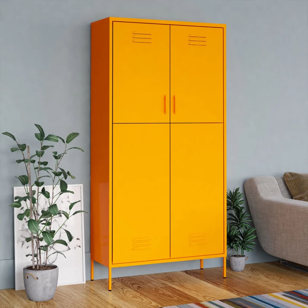 Armoire jaune moutarde 90x50x180 cm en acier