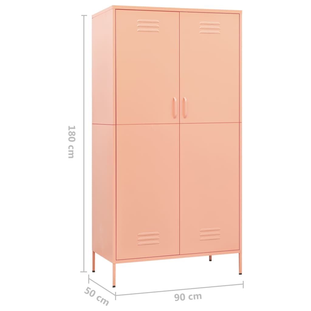 Armoire rose 90x50x180 cm en acier