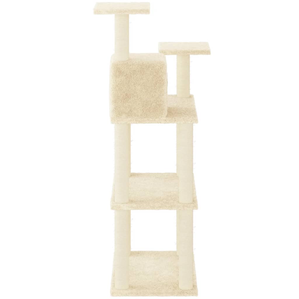 Arbre à chat avec griffoir en sisal crème 119 cm