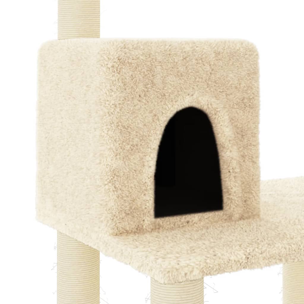 Arbre à chat avec griffoir en sisal crème 119 cm