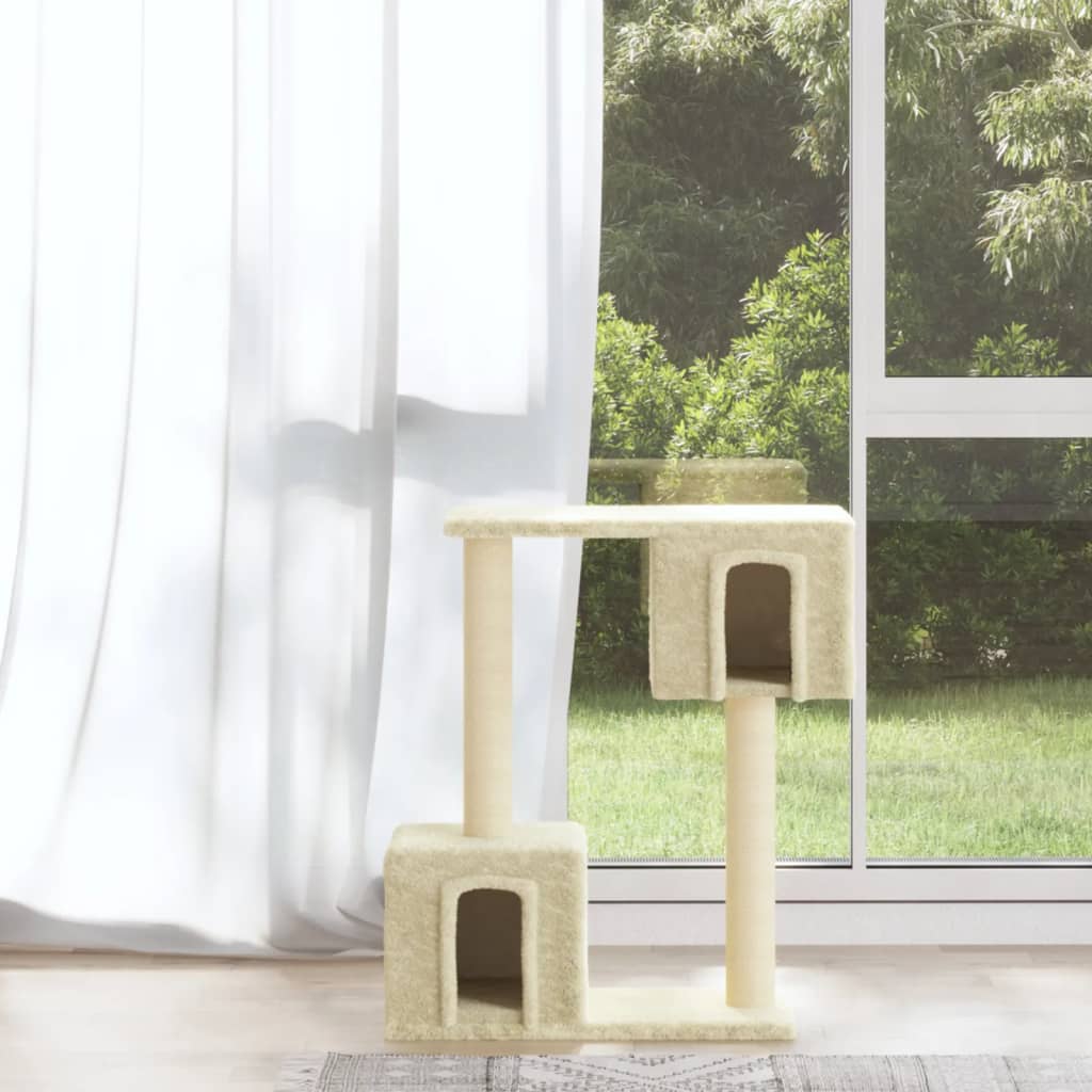 Arbre à chat avec griffoir en sisal crème 60 cm