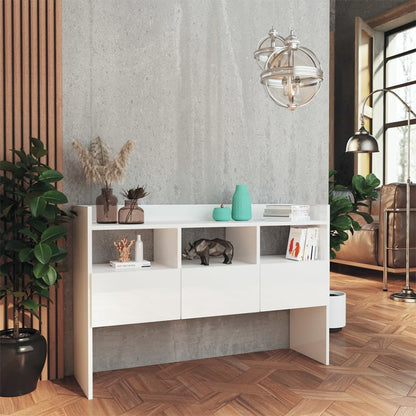 Buffet blanc brillant 105x30x70 cm en bois