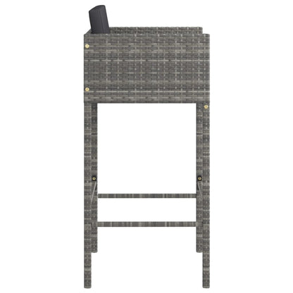 Barhocker 4 Stk. mit Kissen Grau Poly Rattan