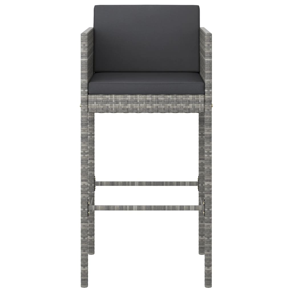 Barhocker 4 Stk. mit Kissen Grau Poly Rattan