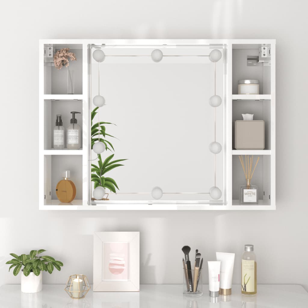 Armoire à miroir avec LED blanc brillant 76x15x55 cm