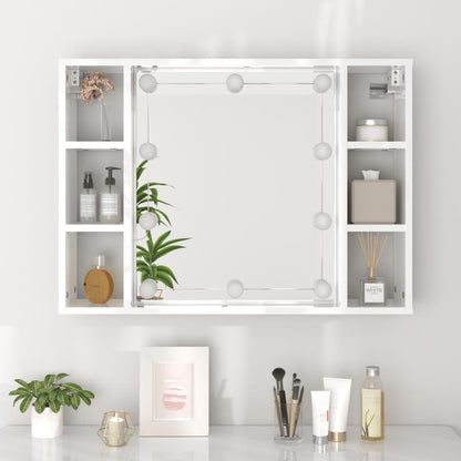 Armoire à miroir avec LED blanc brillant 76x15x55 cm