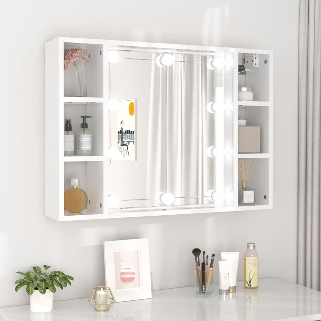 Armoire à miroir avec LED blanc brillant 76x15x55 cm