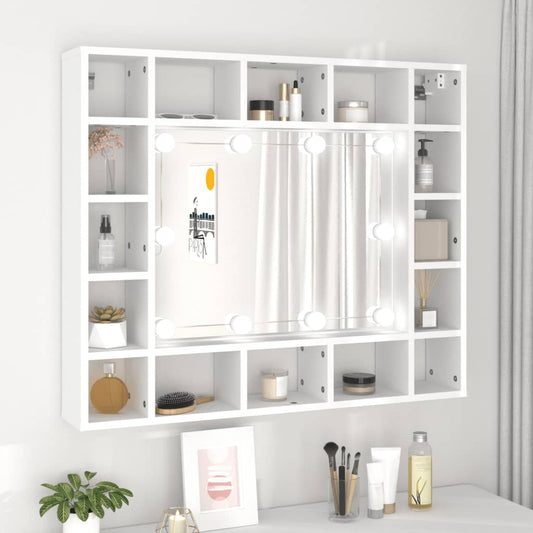 Armoire à miroir avec LED blanc 91x15x76,5 cm