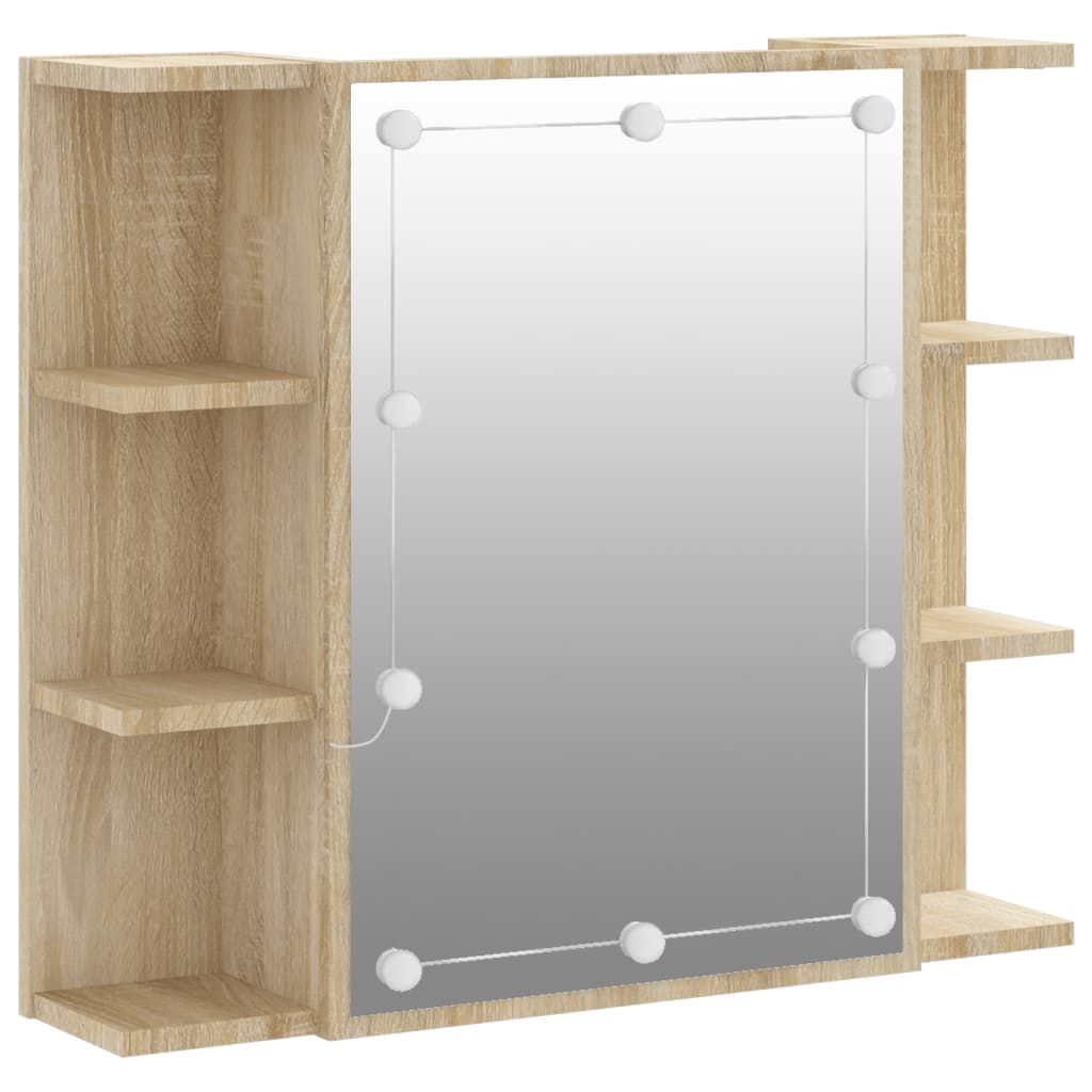 Spiegelschrank mit LED Sonoma-Eiche 70x16,5x60 cm