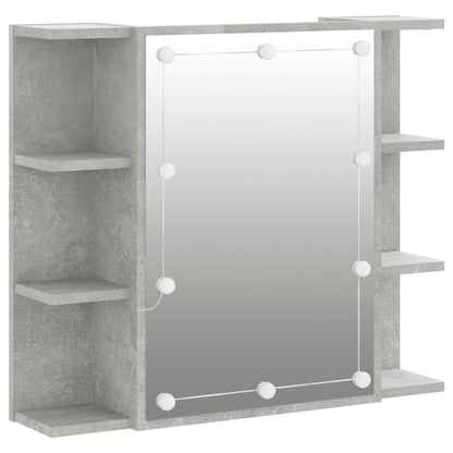 Armoire à miroir avec LED gris béton 70x16,5x60 cm