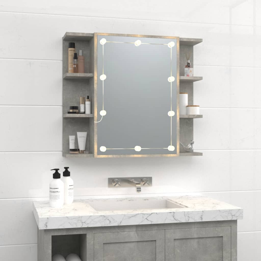 Armoire à miroir avec LED gris béton 70x16,5x60 cm