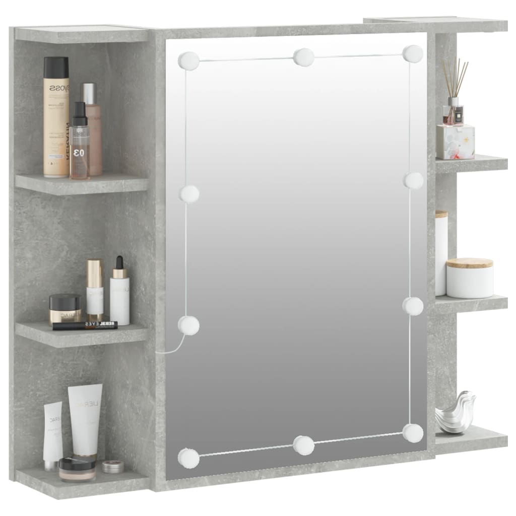 Armoire à miroir avec LED gris béton 70x16,5x60 cm