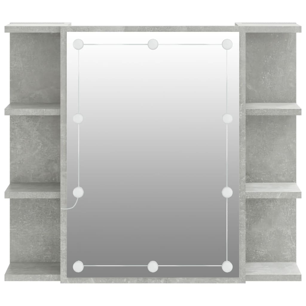 Armoire à miroir avec LED gris béton 70x16,5x60 cm