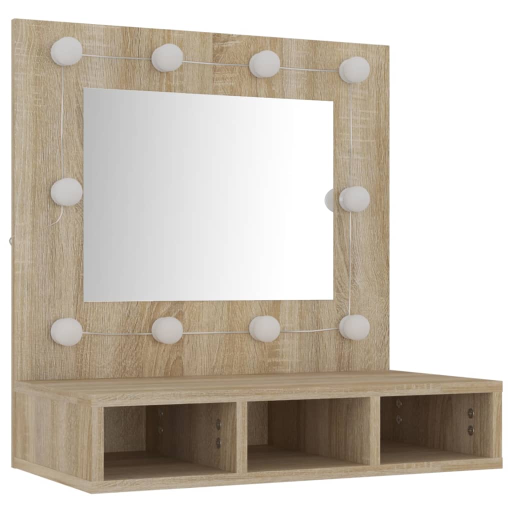 Spiegelschrank mit LED Sonoma-Eiche 60x31,5x62 cm