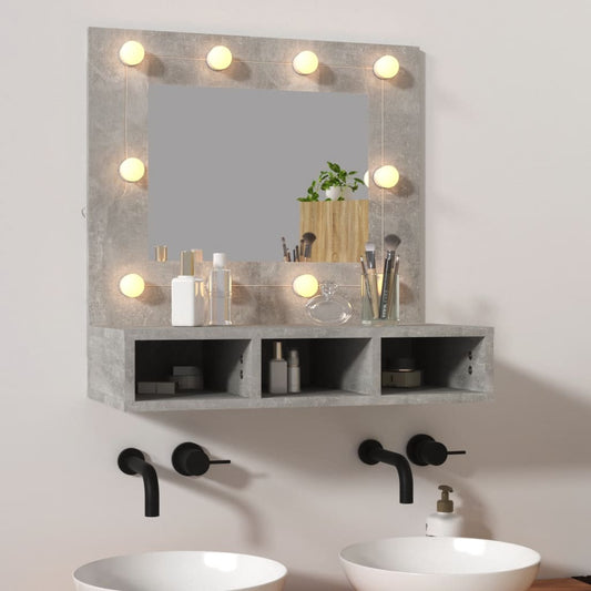 Armoire à miroir avec LED gris béton 60x31,5x62 cm