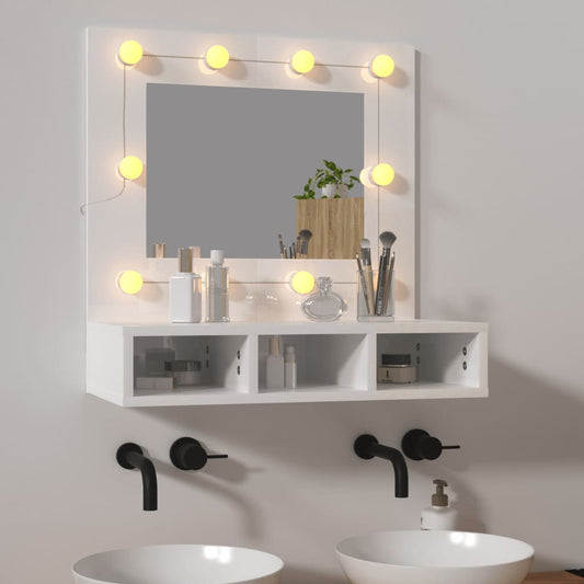 Armoire à miroir avec LED blanc brillant 60x31,5x62 cm