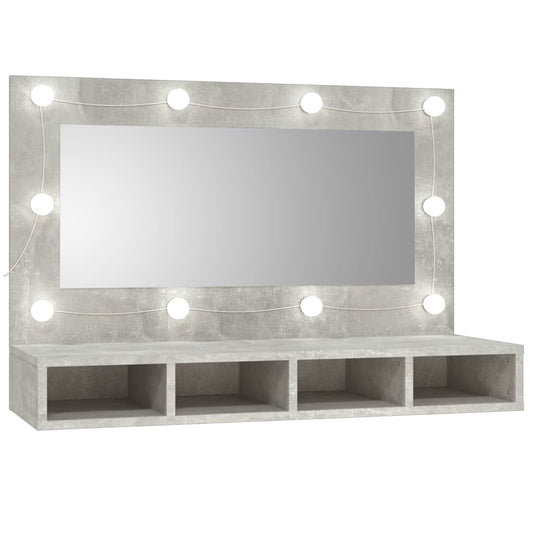 Armoire à miroir avec LED gris béton 90x31,5x62 cm