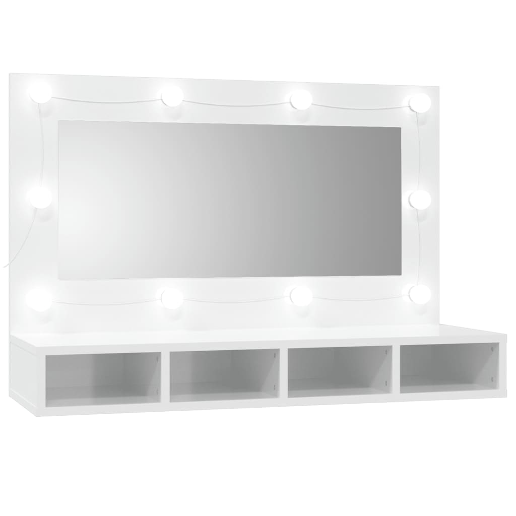 Armoire à miroir avec LED blanc brillant 90x31,5x62 cm