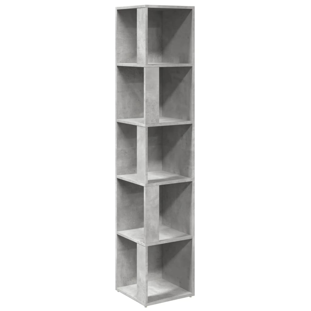 Etagère d'angle gris béton 33x33x164,5 cm en bois