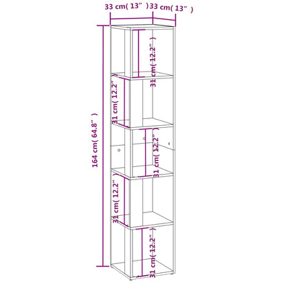 Etagère d'angle gris béton 33x33x164,5 cm en bois