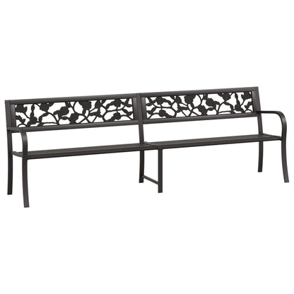 Banc de jardin double 246 cm acier noir