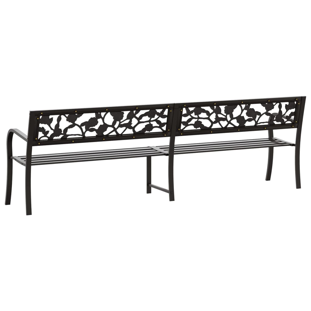 Banc de jardin double 246 cm acier noir