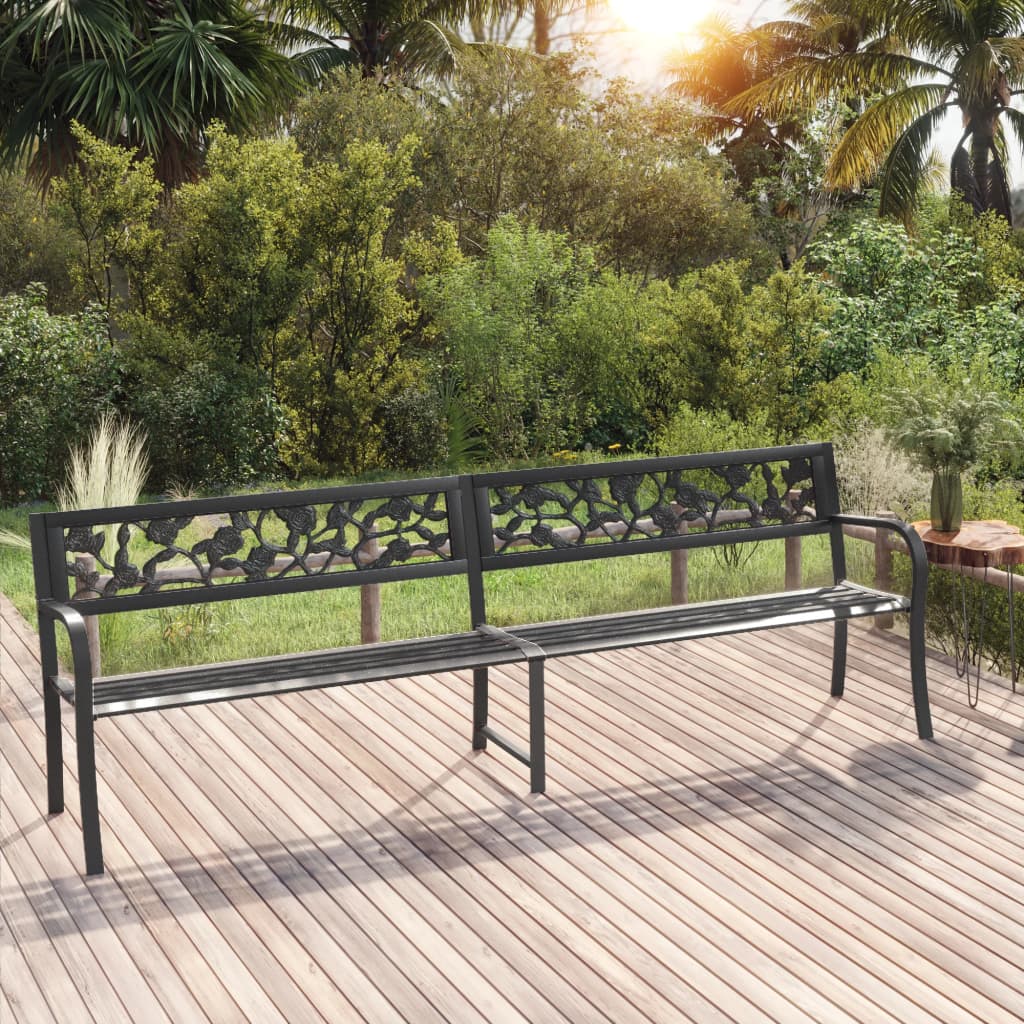 Banc de jardin double 246 cm acier noir