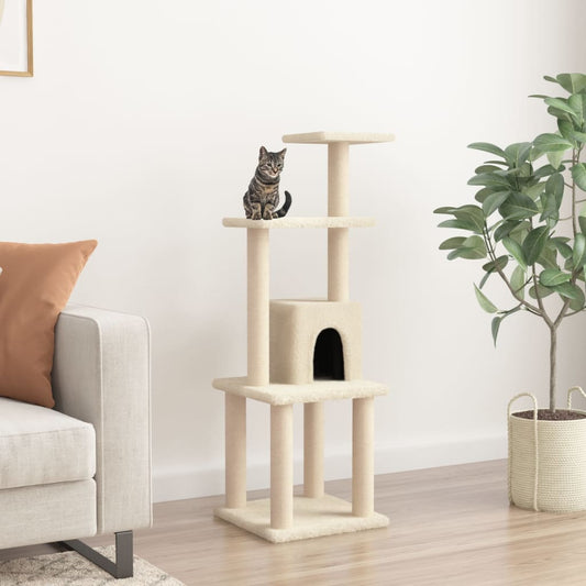 Arbre à chat avec griffoir en sisal crème 105 cm