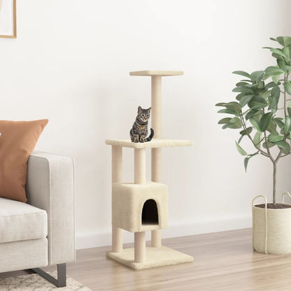 Arbre à chat avec griffoir en sisal crème 104 cm