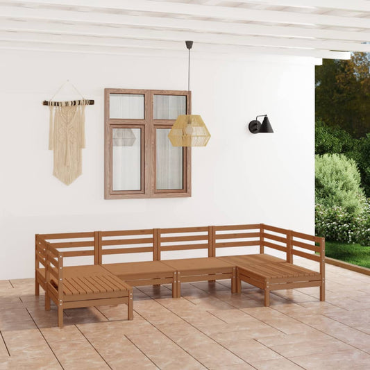 6-tlg. Garten-Lounge-Set Honigbraun Massivholz Kiefer