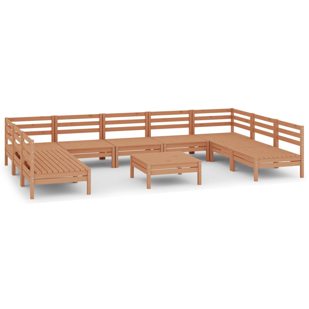 10-tlg. Garten-Lounge-Set Honigbraun Massivholz Kiefer