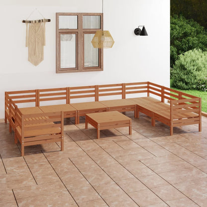 10-tlg. Garten-Lounge-Set Honigbraun Massivholz Kiefer