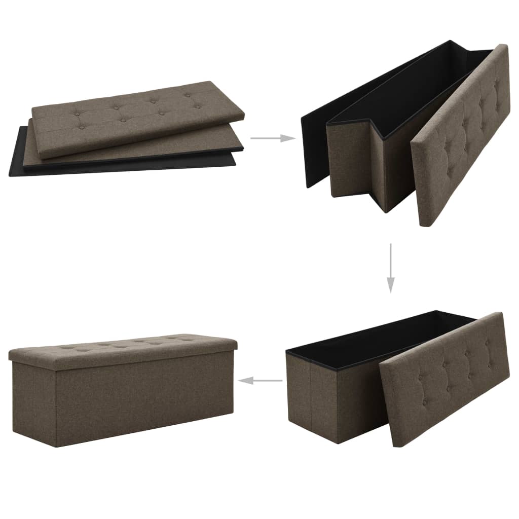 Banc pliable avec rangement aspect lin marron