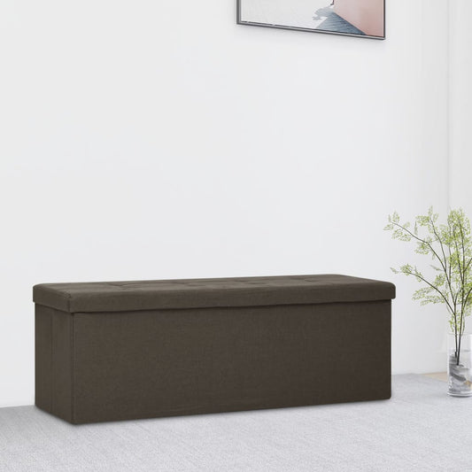 Banc pliable avec espace de rangement aspect lin marron foncé