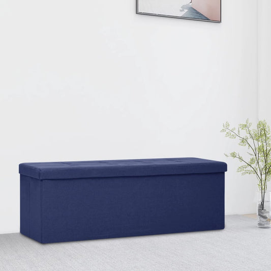 Banc pliable avec espace de rangement aspect lin bleu