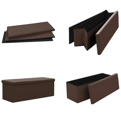 Banc pliable avec rangement en PVC marron